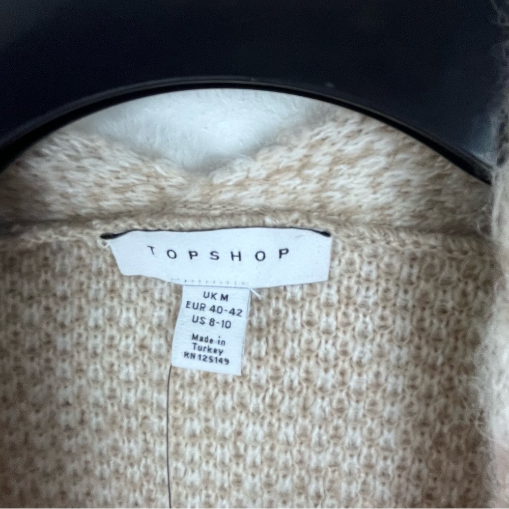 TOP SHOP Cream Tan Wool Blend Leopard Print Longline Open Front Cardigan 8/10 - Picture 3 of 9